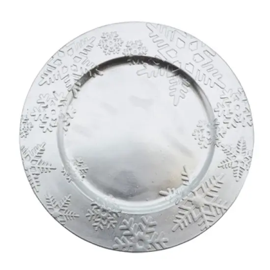 Saro Lifestyle Snowflake Design Christmas Holiday Decorative Charger Plate - set of 4 pcs image {1}
