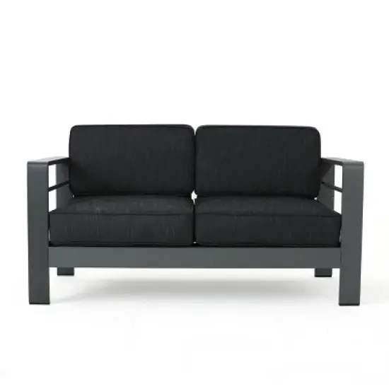 Christopher Knight Home Cape Coral Outdoor Loveseat - Aluminum Gray/Dark Gray image {10}