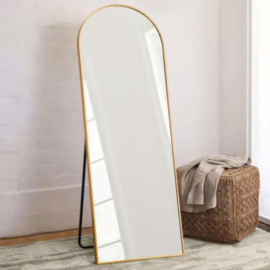 Malinda 64" x 21" Arched Free Standing Body Mirror, Metal Framed Full Length Wall Mirror, Large Floor Mirror - The Pop Home image {7}