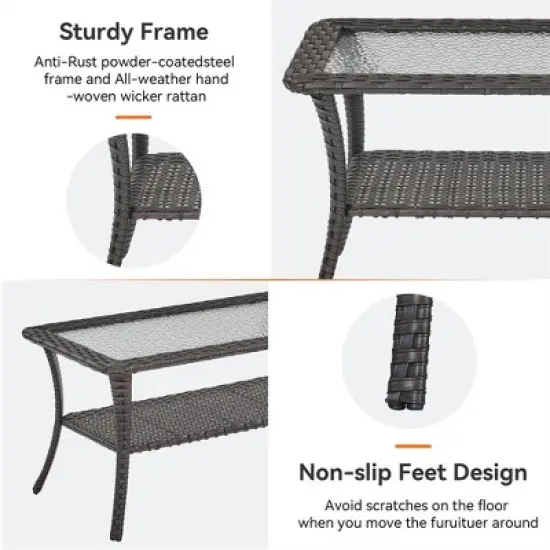 Gymojoy Outdoor Sofa Table with Swivel Chairs Gilder Chairs Patio Funiture Set image {14}