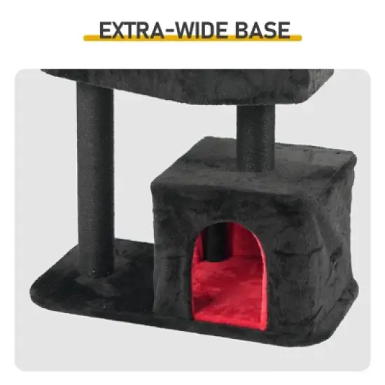 Angel Sar 44.5" Gothic Cat Tree with Coffin Bed, Large Cat Tower with Scratching Posts & Hanging Toy for Indoor Cats, Black image {5}