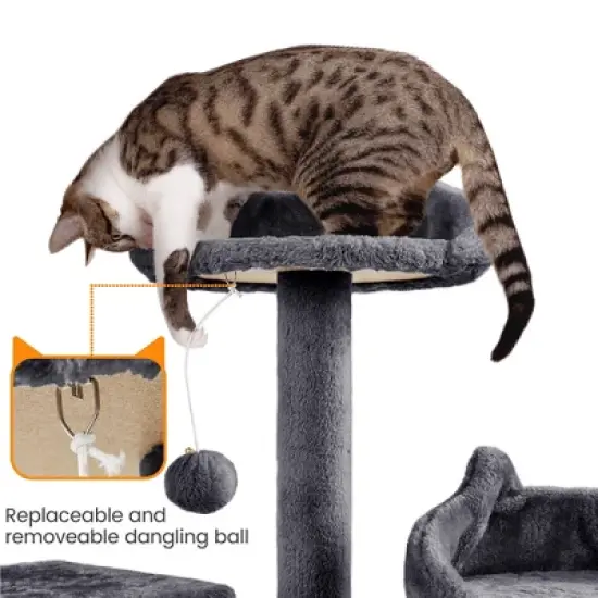 Yaheetech 72&Prime; Height Cat Tree Cat Condos for Small/Medium Cats Dark Gray image {5}