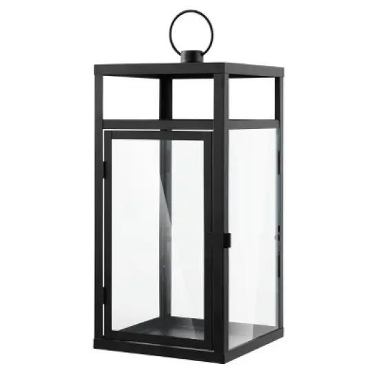 Fraleigh 20" Indoor/Outdoor Lantern - Black - PLT4074 - Safavieh image {4}