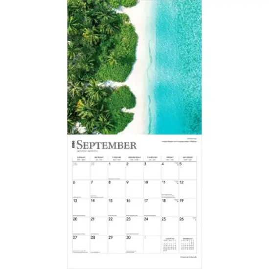 BrownTrout Tropical Islands 2026 12"x24" Hanging Square Wall Calendar Plastic-Free image {3}