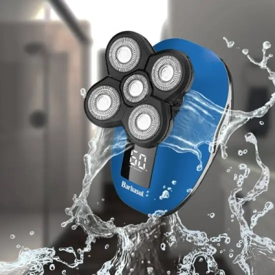 Barbasol LCD Display Rechargeable Head Shaver Set with a Cleaning Buffing Brush - 4ct image {4}