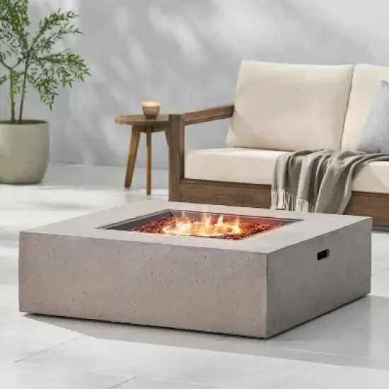 40 Inch Square Outdoor Fire Table with 50,000 BTU and Smooth Concrete Design image {15}