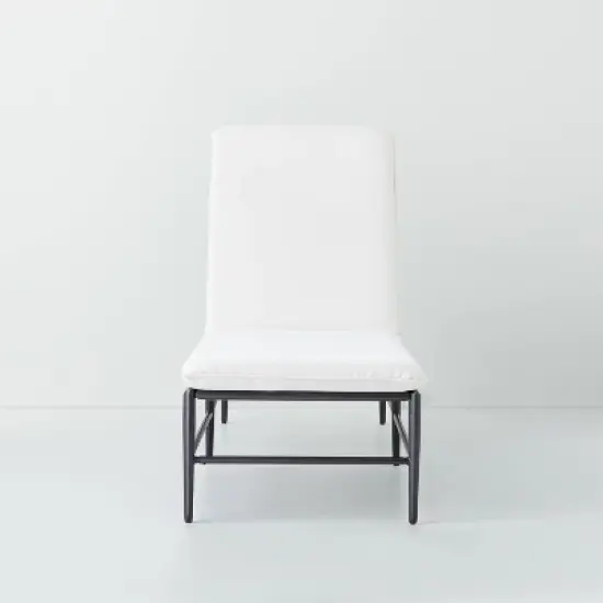Cushioned Metal Outdoor Chaise Lounge - Cream/Black - Hearth & Hand&trade; with Magnolia image {2}