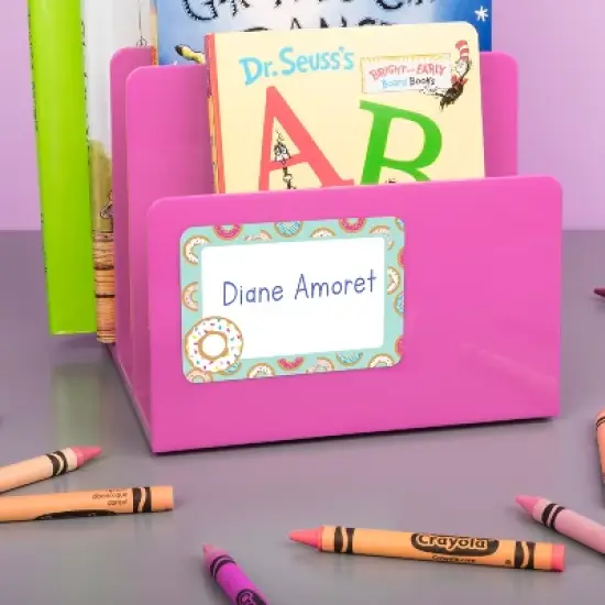 Avery Adhesive Name Tags, Donuts, Pink & Blue, 2-1/3" x 3-3/8", 80 Name Stickers (80029) image {6}