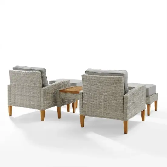 Capella 5pc Outdoor Wicker Chair Set - Gray - Crosley image {5}