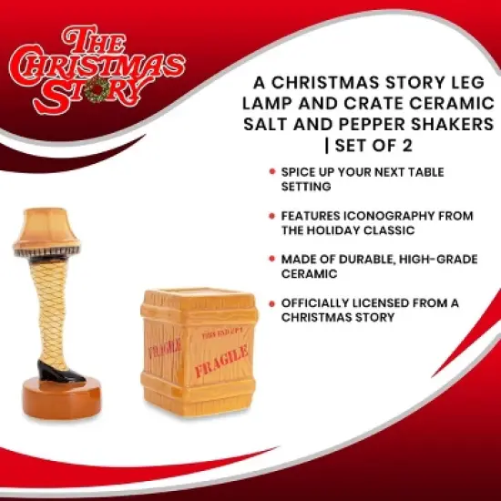 Silver Buffalo A Christmas Story Leg Lamp and Crate Ceramic Salt and Pepper Shakers | Set of 2 image {6}