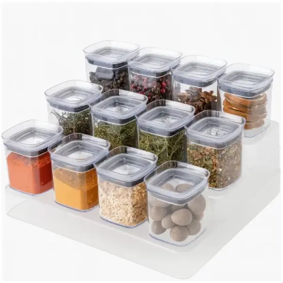 OU Spice Rack Organizer, 13pc 5oz Spice Containers , 3 Tier Clear Spice Holder and Seasoning Organizer for Countertop, Cabinet - Freestanding image {9}