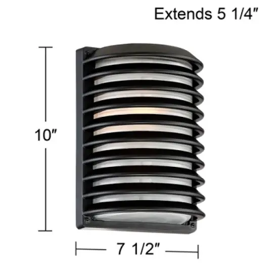 John Timberland Modern Industrial Outdoor Wall Light Fixture Black Grid 10" Frosted Glass for Post Exterior Barn Deck House Porch Yard Posts Patio image {7}