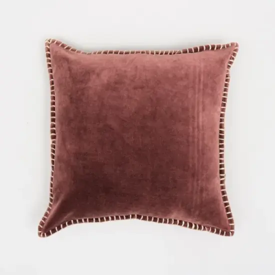 Chery Life Stonewashed Cotton Velvet Throw Pillow with Decorative Handstiched Edges-19X19" image {12}