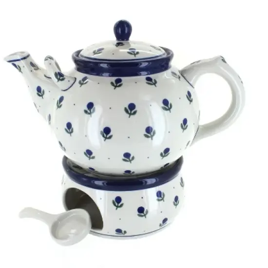Blue Rose Polish Pottery 444-63 Ceramika Large Teapot & Warmer image {2}