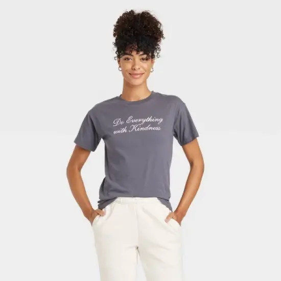 Women's Do Everything with Kindness Short Sleeve Graphic T-Shirt - Gray image {3}