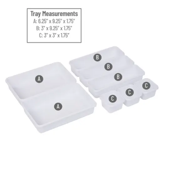 Mind Reader 8 Piece Interlocking Multi Purpose Storage Compartment Organizer, White image {6}