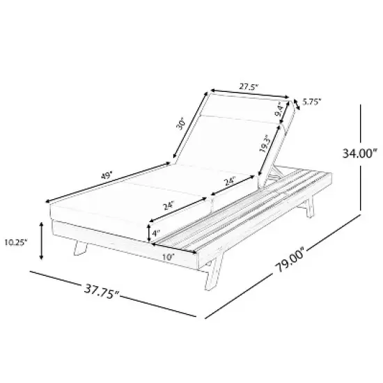 Christopher Knight Home Darla Outdoor Acacia Wood Adjustable Chaise Lounge with Water-Resistant Cushion image {2}