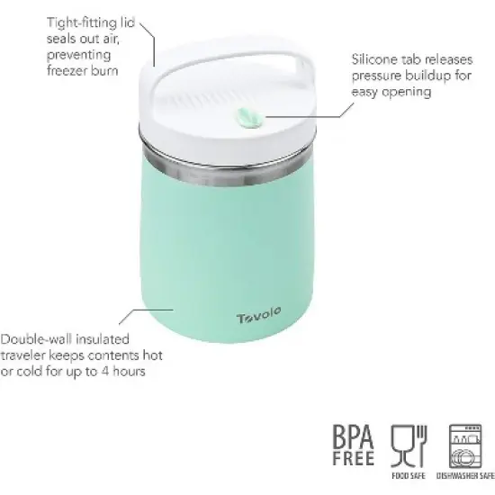 Tovolo  Food Container Stainless Steel Traveler (Mint/White) - 2 Quart image {1}