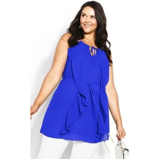 Women's Plus Size Waterfall Tunic  - Cobalt | CITY CHIC image {3}