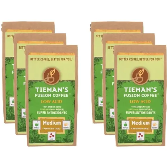 Tieman&rsquo;s Fusion Coffee Ground Medium Roast Fusion - Case of 6 - 10 oz image {2}