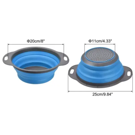 Unique Bargains Collapsible Colander Silicone Round Foldable Strainer with Handle image {1}