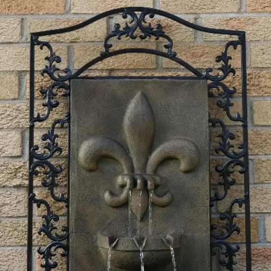 Sunnydaze 33"H Electric Polystone French Lily Design Outdoor Wall-Mount Water Fountain image {4}