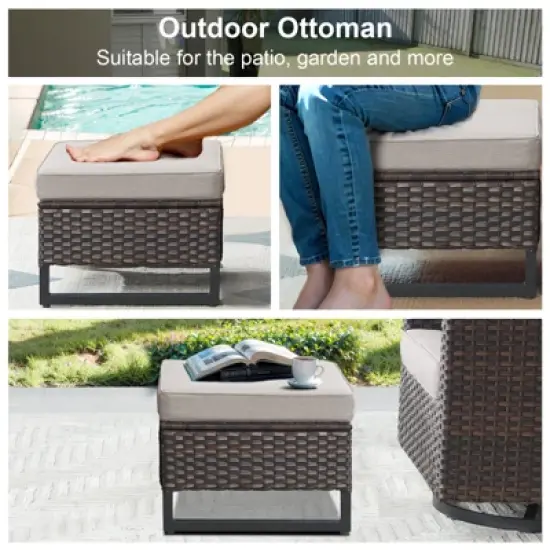 POCASSY 6PCS Patio Furniture Set with Fire Pit Table, All Weather Brown Wicker Patio Fire Pit Set with Swivel Patio Chairs and 41" Propane Fire Pit image {10}