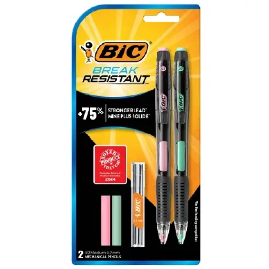BiC 2ct Break-Resistant Mechanical Pencil Velocity Premium: Black Plastic, Pencil Grips, 7.75" Length, 3.125" Width image {5}