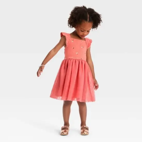 Toddler Girls' Floral Dress - Cat & Jack&trade; Orange image {2}