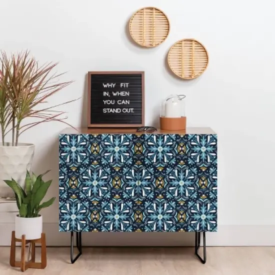 Heather Dutton Andalusia Midnight Blues Walnut Credenza - Deny Designs image {2}