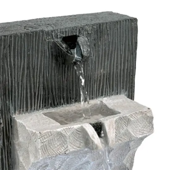 14" Modern Cascading Tabletop Fountain with LED Lights Gray - Alpine Corporation image {5}