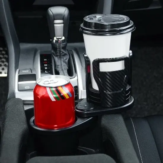 KTMBDW Dual Cup Holder Expander for Car, 2 in 1 Multifunctional Car Cup Holder Extender with Adjustable Base All Purpose for Most Cars, Black image {7}