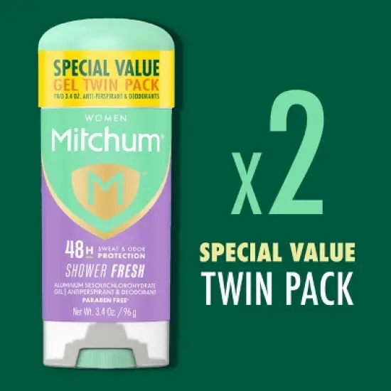 Mitchum Women's Triple Odor Protection Antiperspirant & Deodorant Gel - Shower Fresh - 3.4oz/2pk image {5}