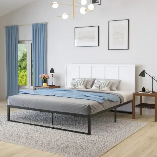 Merrick Lane Raised Panel Wooden Adjustable Headboard Only image {3}