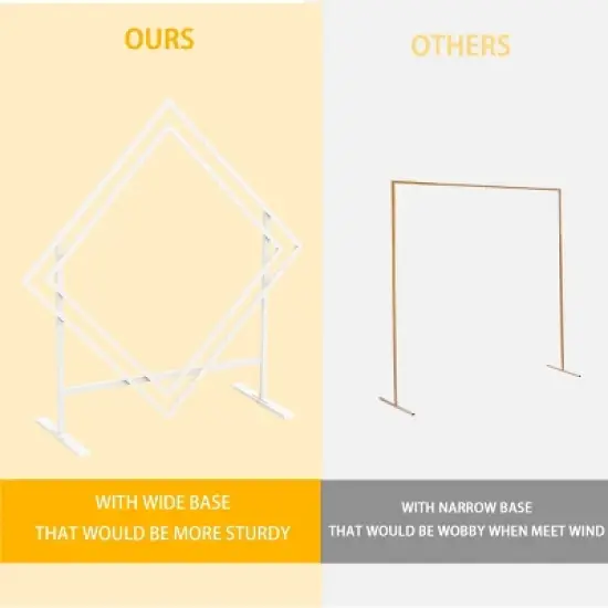 Artloge Double-Diamond Shaped Wedding Arch Backdrop Geometric Metal Frame Backdrop Stand Balloon Flower Holder for Garden Party Event Decor image {8}