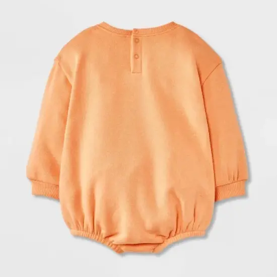 Baby Teddy Bear Halloween Pumpkin Long Sleeve Romper - Orange image {1}