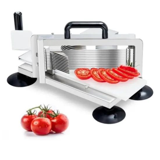 1/4"+3/8"+3/16" Stainless Steel Tomato Slicer | Heavy-Duty Commercial Manual Cutter with Non-Slip Feet | Ideal for Tomatoes image {5}