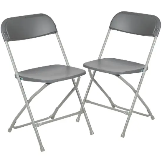 Emma and Oliver Set of 2 Stackable Folding Plastic Chairs - 650 LB Weight Capacity image {17}