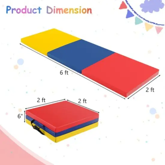 Infans Tri-Fold Folding Exercise Mat 6 ft x 2 ft Portable Gymnastics Tumbling Yoga Mat image {1}