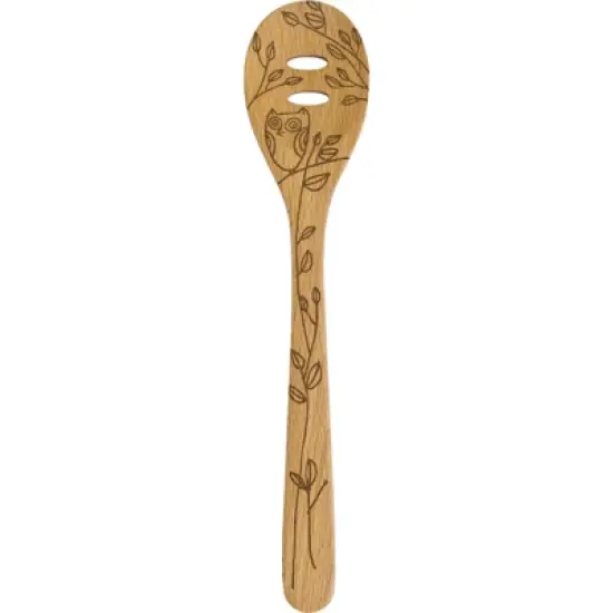 Talisman Designs Laser Etched Beechwood Slotted Spoon, Nature Collection, Set of 1 image {2}