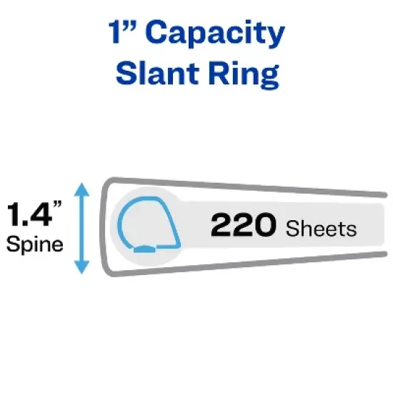 Avery 1" Durable View 3 Ring Binders, Slant Rings, 220-Sheet Capacity, Blue, 4 Pack (17705) image {1}