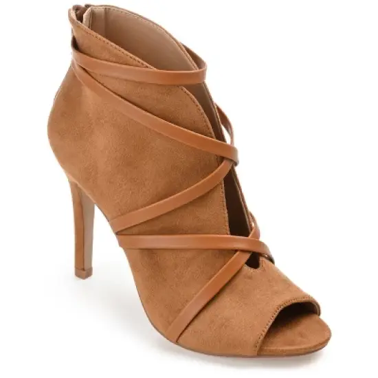 Journee Collection Womens Samara Back Heel Zip Peep Toe Stiletto Booties image {12}