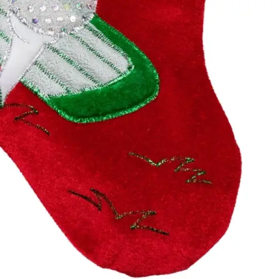 Northlight 20" Red Velveteen Golf Themed Christmas Stocking with White Embroidered Cuff image {5}