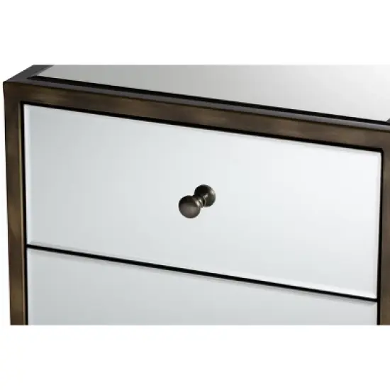 Nouria Mirrored 3 Drawer Nightstand Bedside Table Silver - BaxtonStudio image {2}