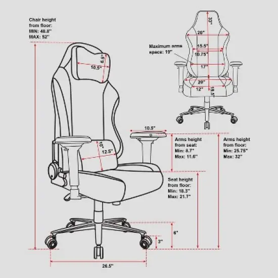 Fabric Memory Foam Gaming Chair - Techni Sport image {2}