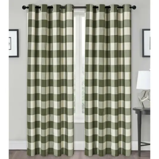 Kate Aurora Country Farmhouse Living Classic Buffalo Plaid Checkered Single Grommet Top Window Curtain Panel image {10}