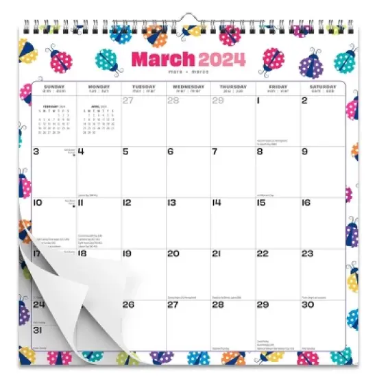 StarGifts 2023-2024 Wall Calendar 12"x12" Ladybug Party image {1}