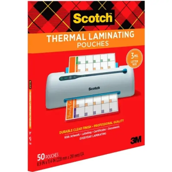 Scotch Thermal Laminating Pouch, 8-9/10 x 11-2/5 Inches, 3 mil Thick, Pack of 50 image {1}