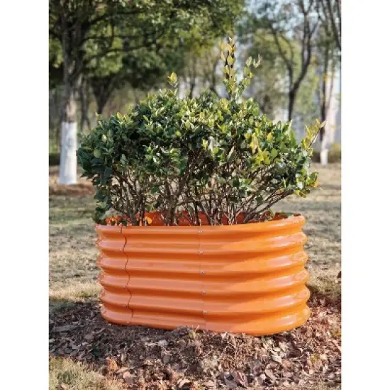 COWLOWN Blue 3-Pack Kids Raised Garden Beds Outdoor, Oval Round Galvanized Metal Planter Box for Planting Vegetables, Flowers, Fruits image {5}