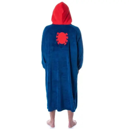 Marvel Mens' Spider-Man Logo Hooded Costume Pullover Pajama Outfit Blue image {2}